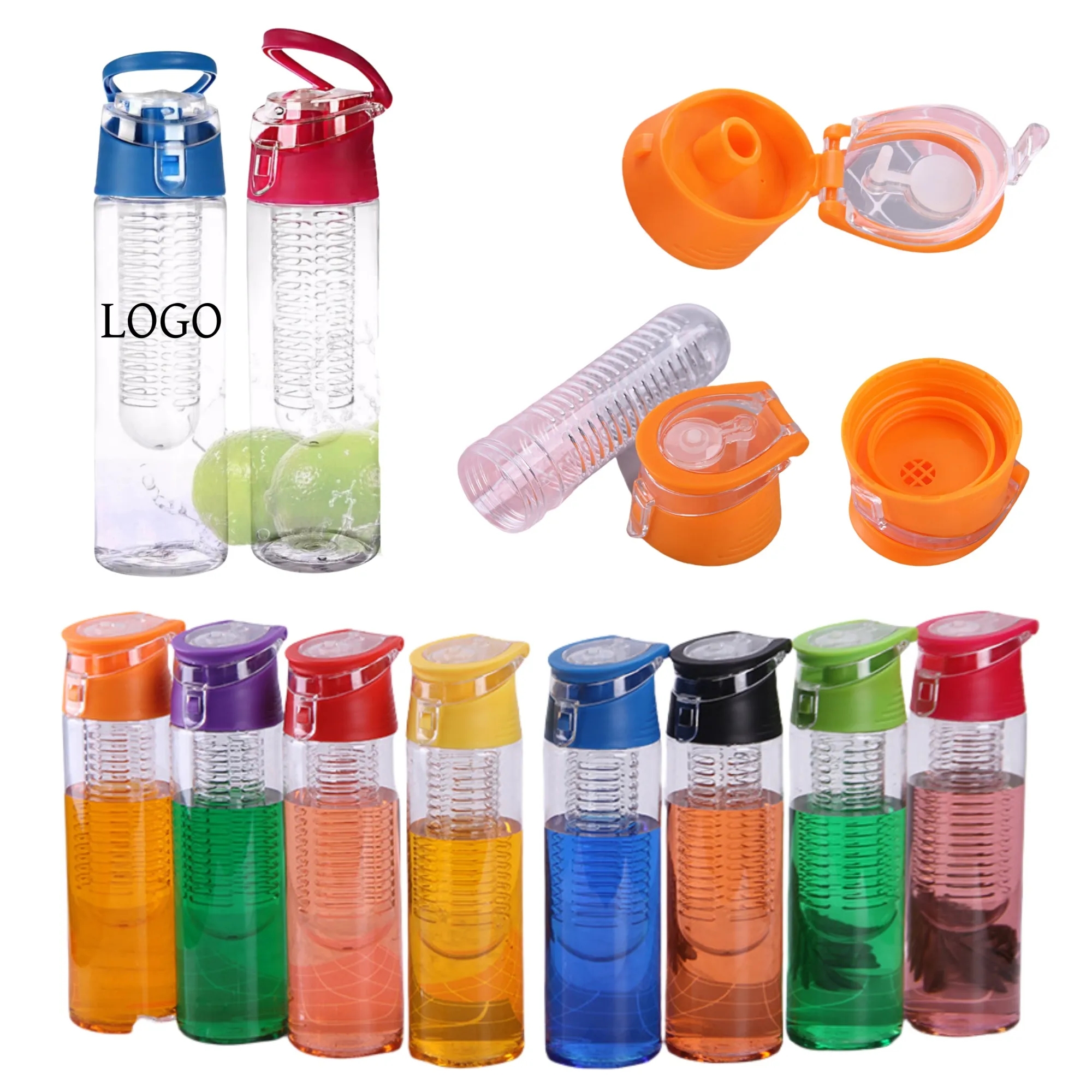 Plastic Fruit Tea Water Bottle with Carrying Handle 5