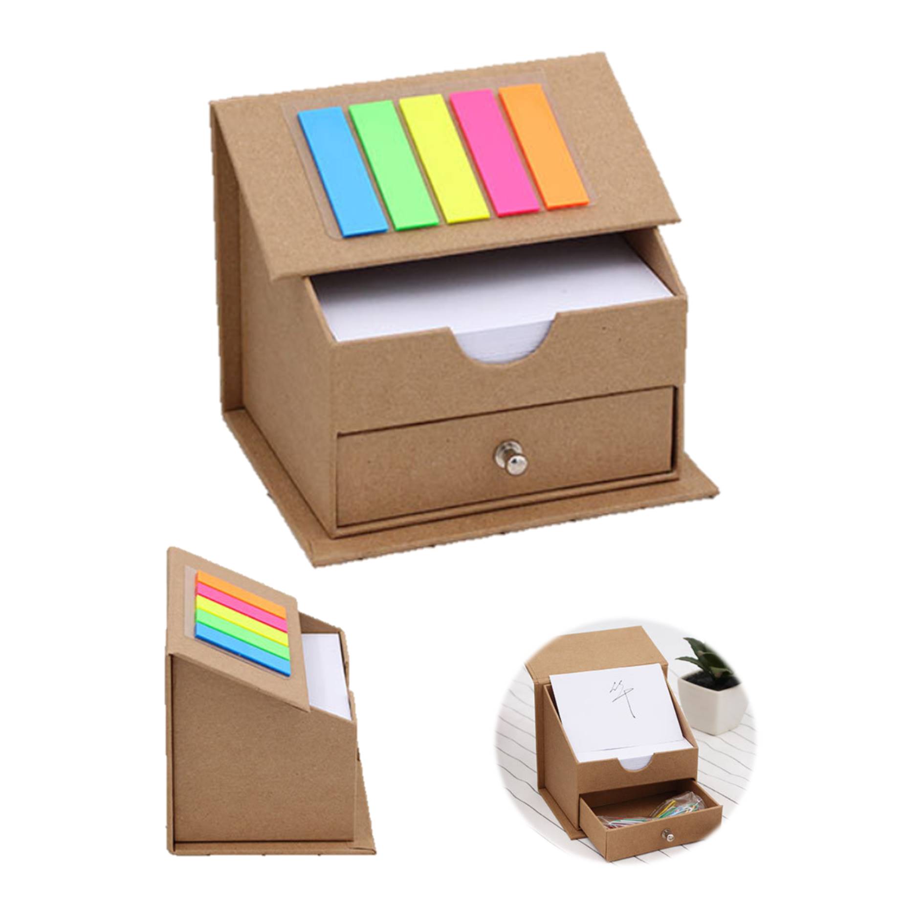 House Shape Sticky Notes Drawer Box With Paper Clip 1