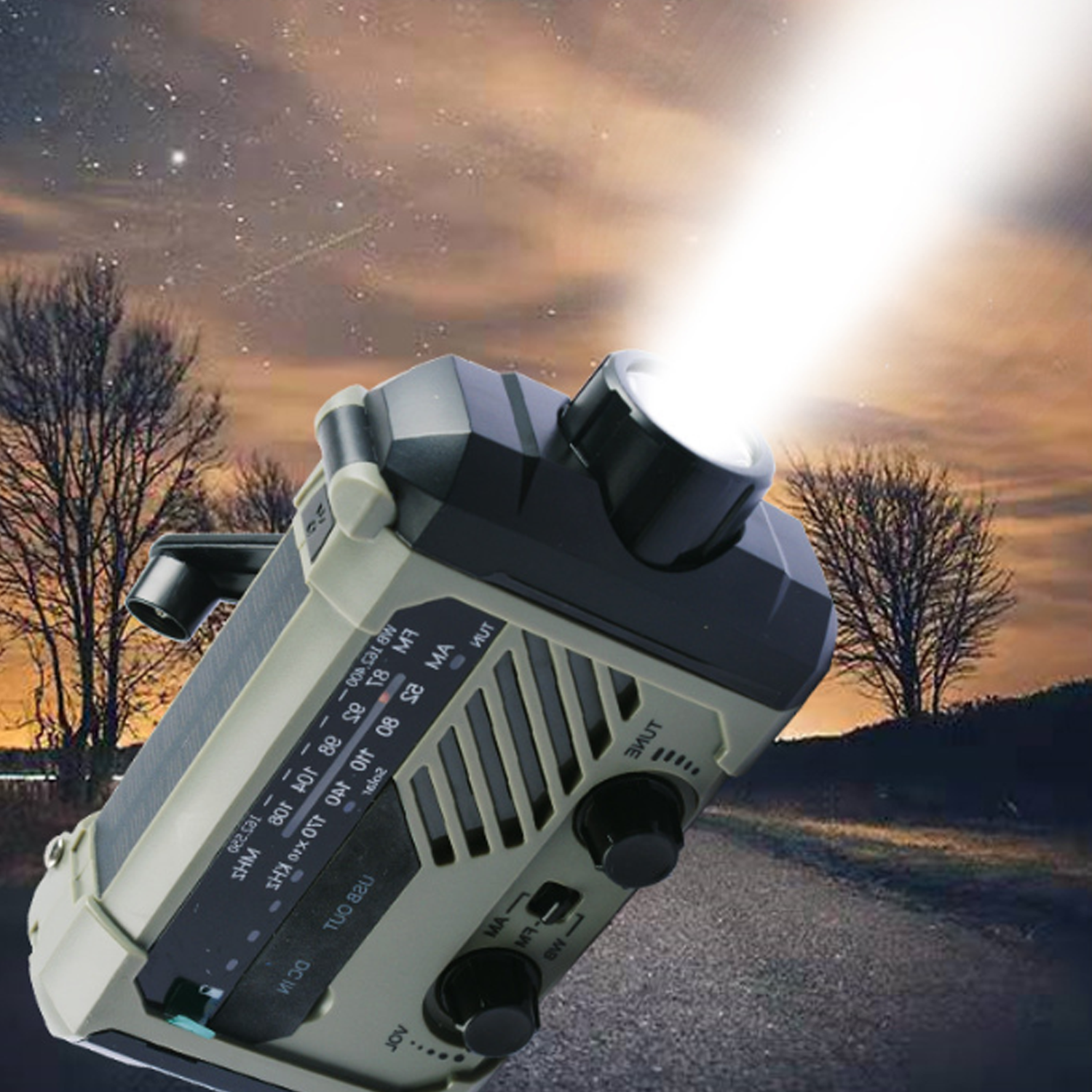 2000mAh Hand Crank USB Solar Emergency Radio w/ Flashlight 2