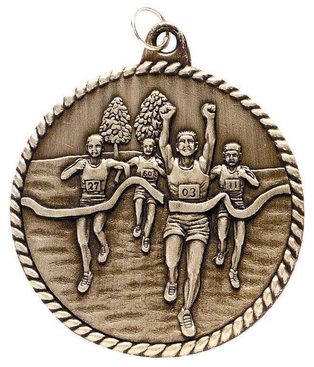 Cross Country High Relief Medal, 2" 2