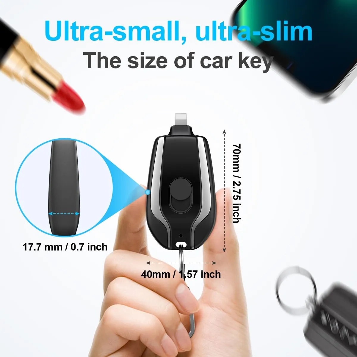 1500mah Keychain Portable Charger Power Bank For Phone 5
