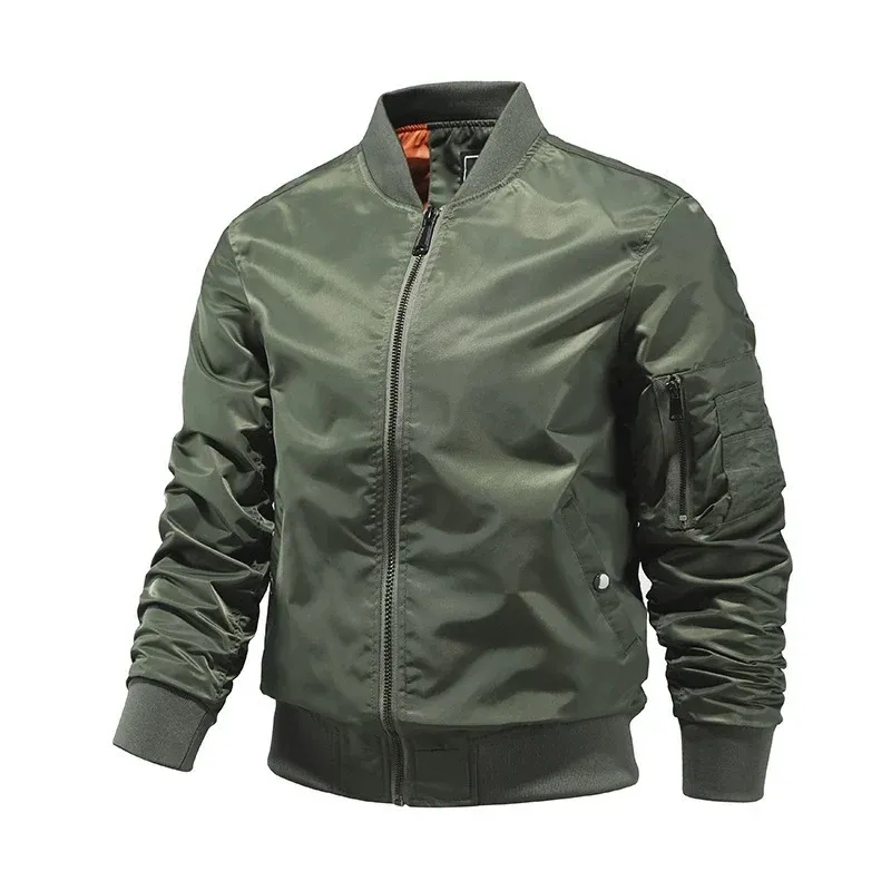 Men's Satin Jacket Black Zip-up Rib Collar Winter Style 7