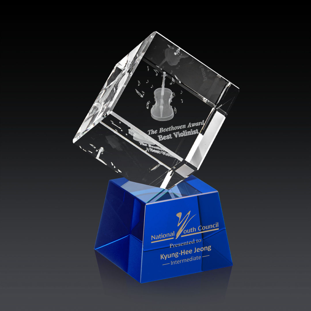 Burrill 3D Award on Robson Base - Blue 3