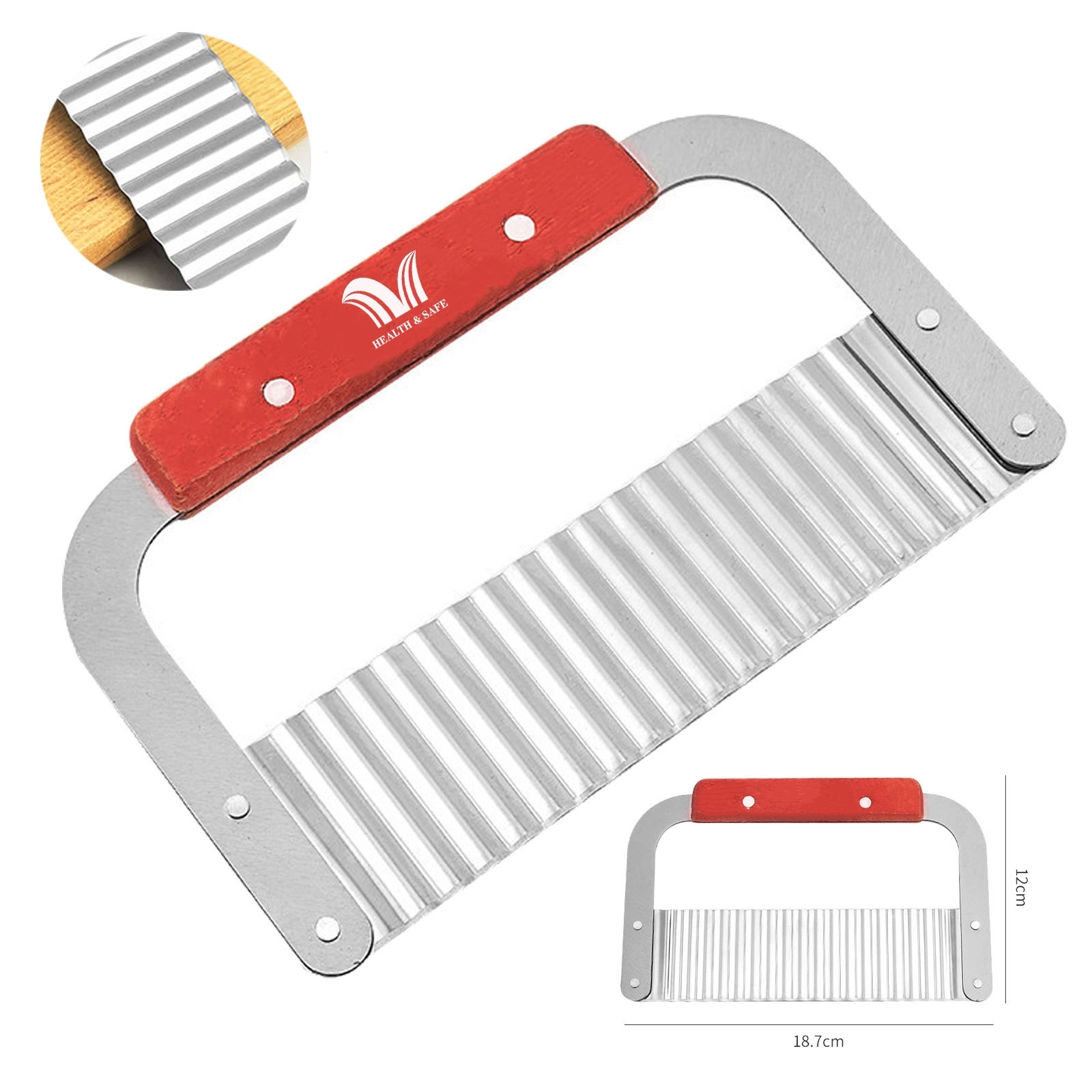 Stainless Steel Wavy Potato Crinkle Cutter, custom kitchen gadget with logo imprint 2