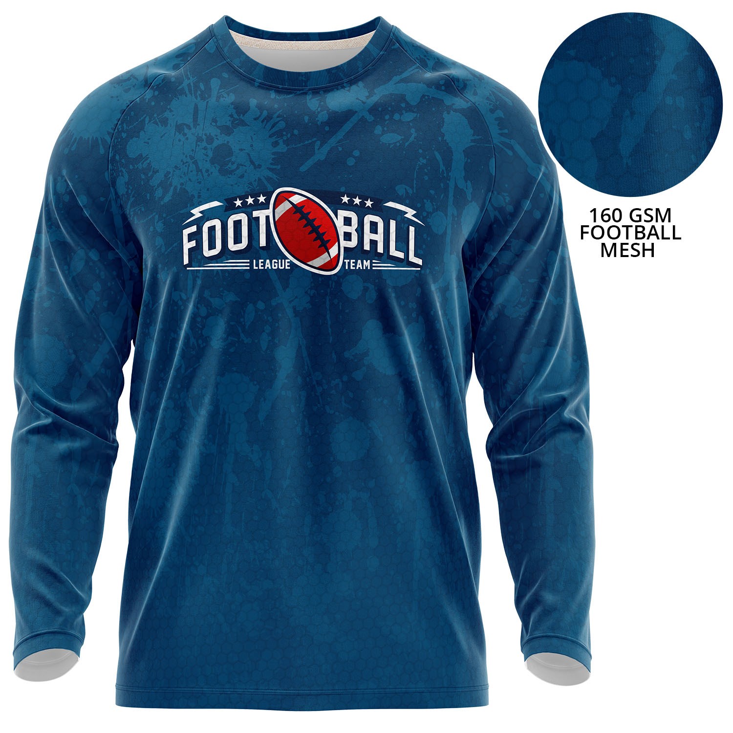 Unisex 160 GSM Football Mesh Performance Sublimation Long Sleeve T-shirt 2