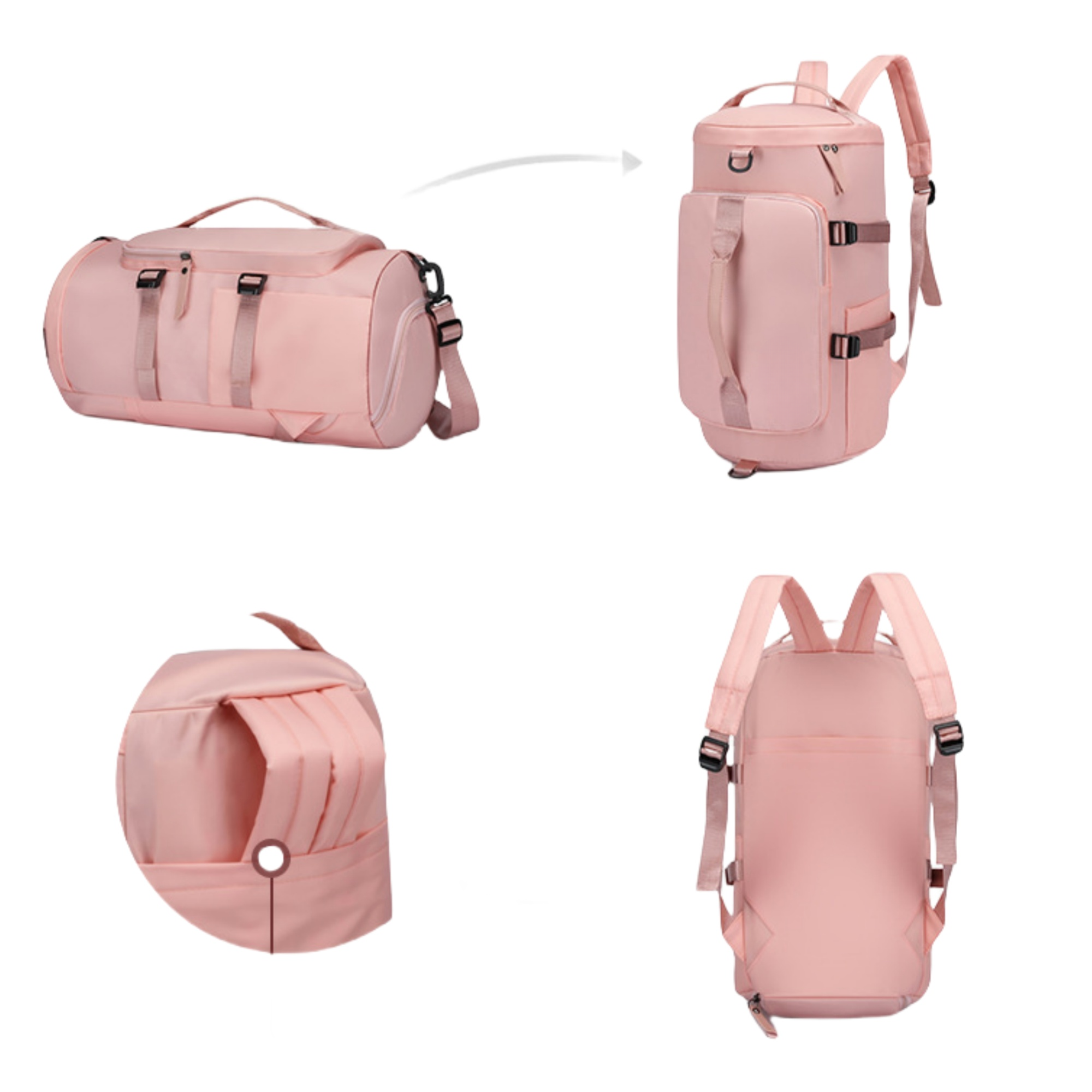 Women's Gym Bag Multifunctional Backpack w/ Shoe Compartment 5