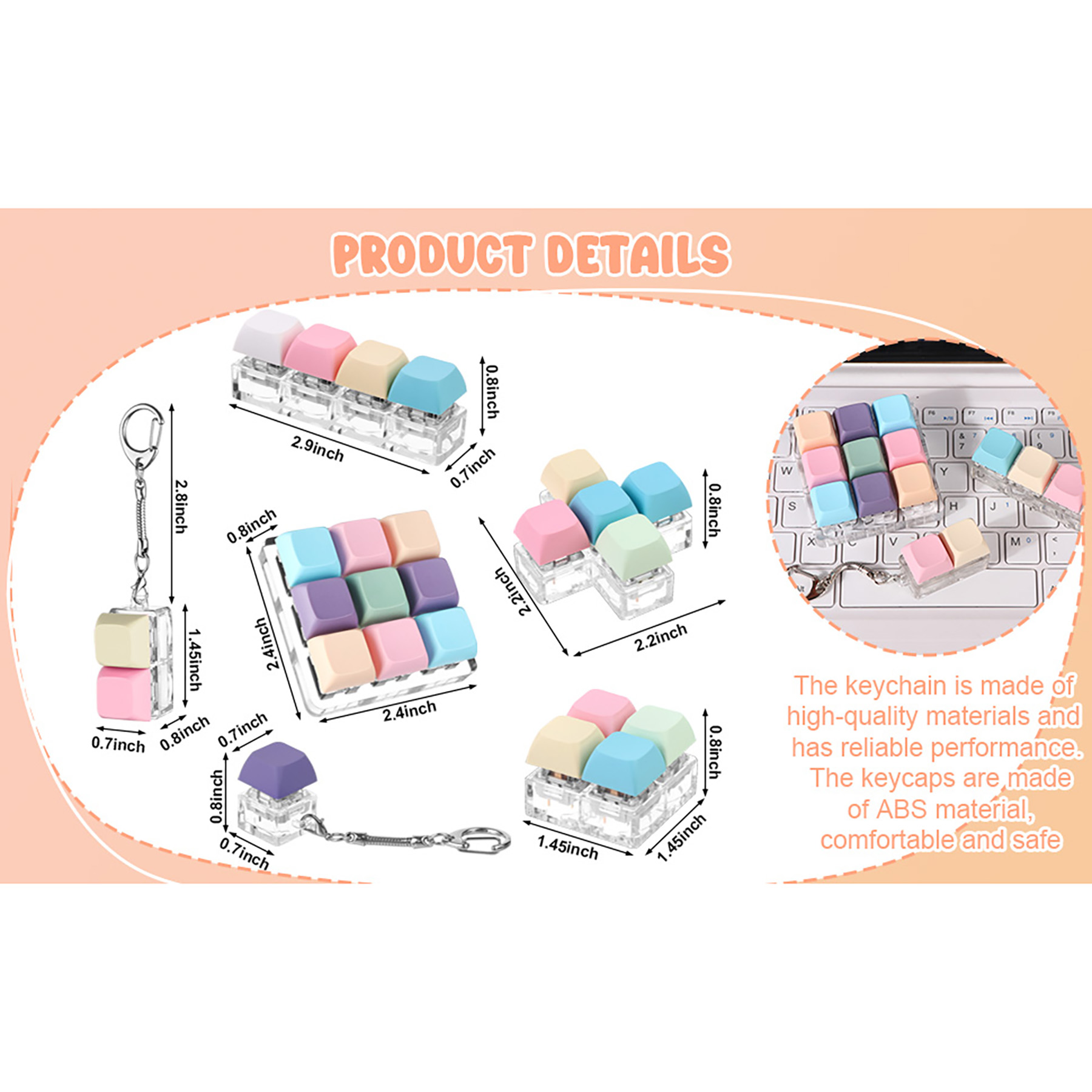 Keyboard Fingertip Decompression Keychain 7