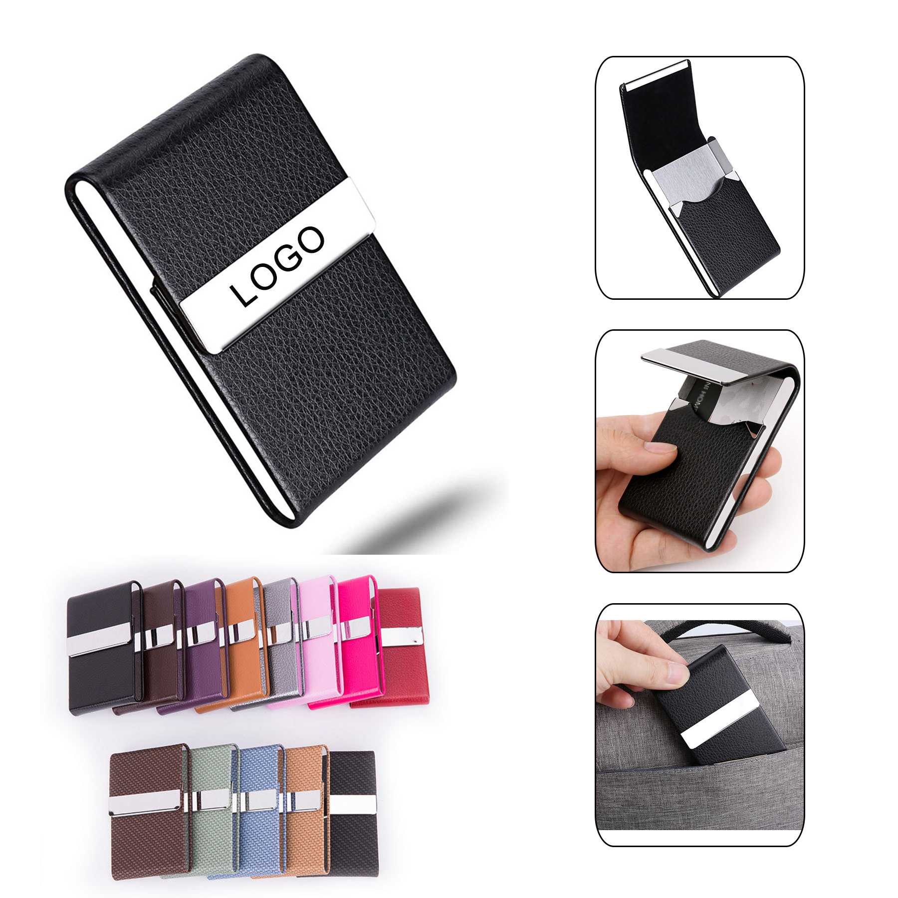 PU Leather Business Card Case With Magnetic Closure 2