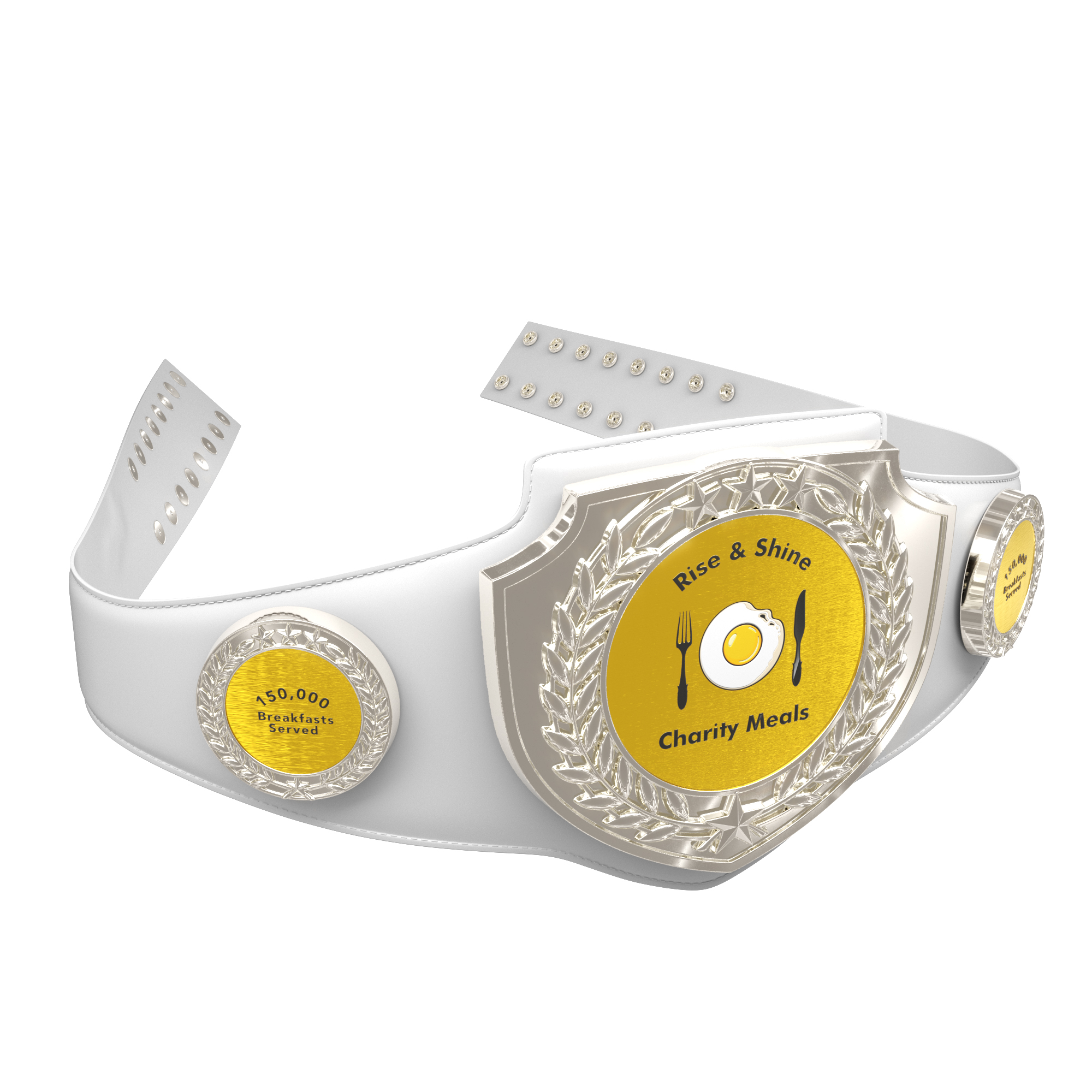 Express Vibraprint® Bright Silver Champion Award Shield Belt 24