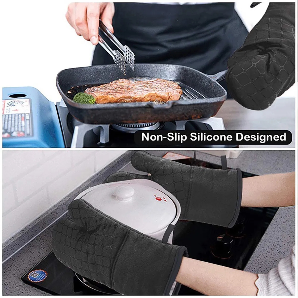 In Stock Oven Kitchen Mitts High Heat Resistant Glove 3
