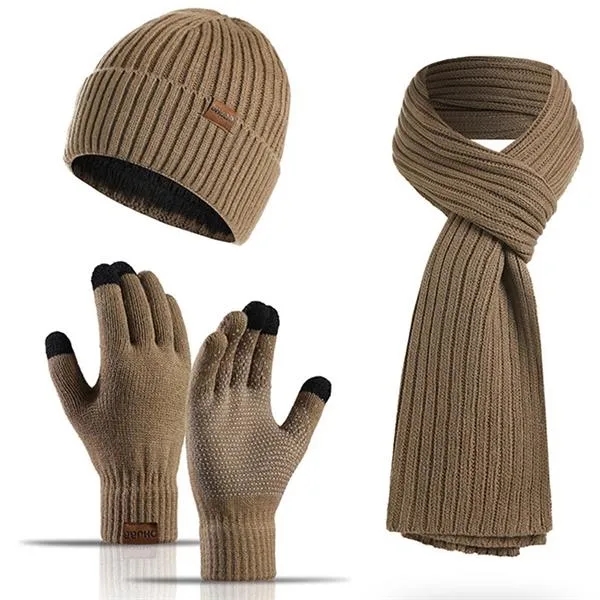 Winter Beanie Hat Scarf Touch Screen Gloves Set 1