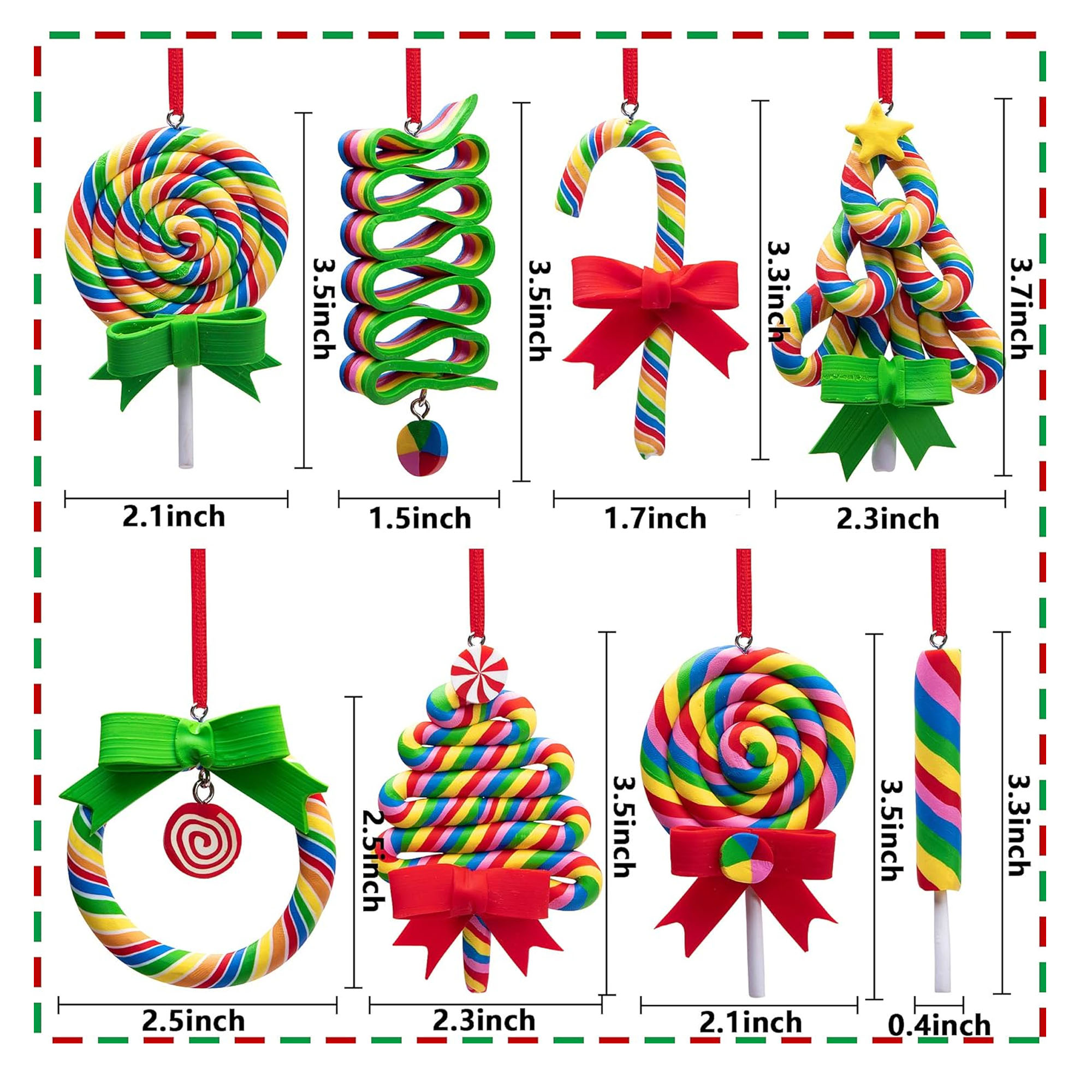 Polymer Clay Handmade Lollipop Ornament For Holiday Decorations 1
