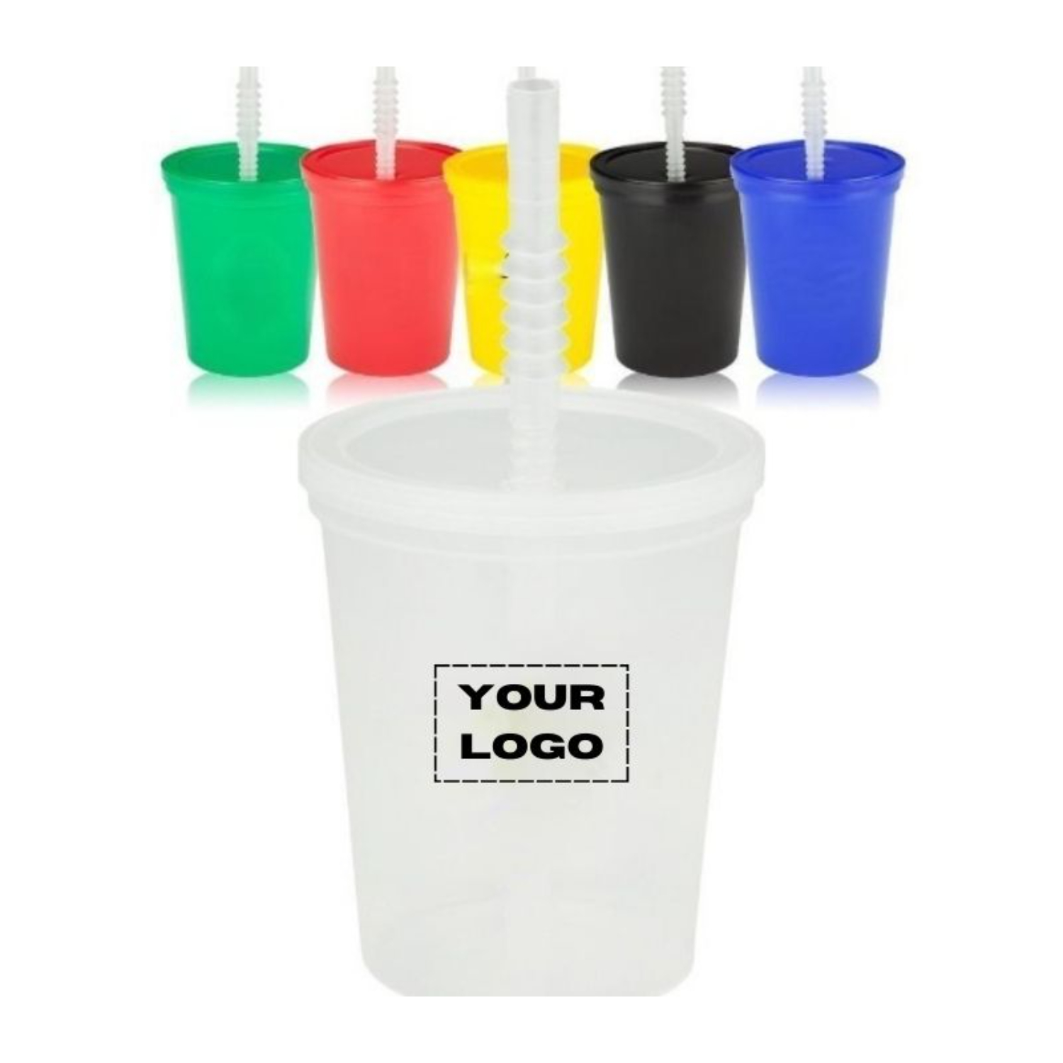 Plastic Stadium Splash Cups with Lid and Straw, 16 oz. 2