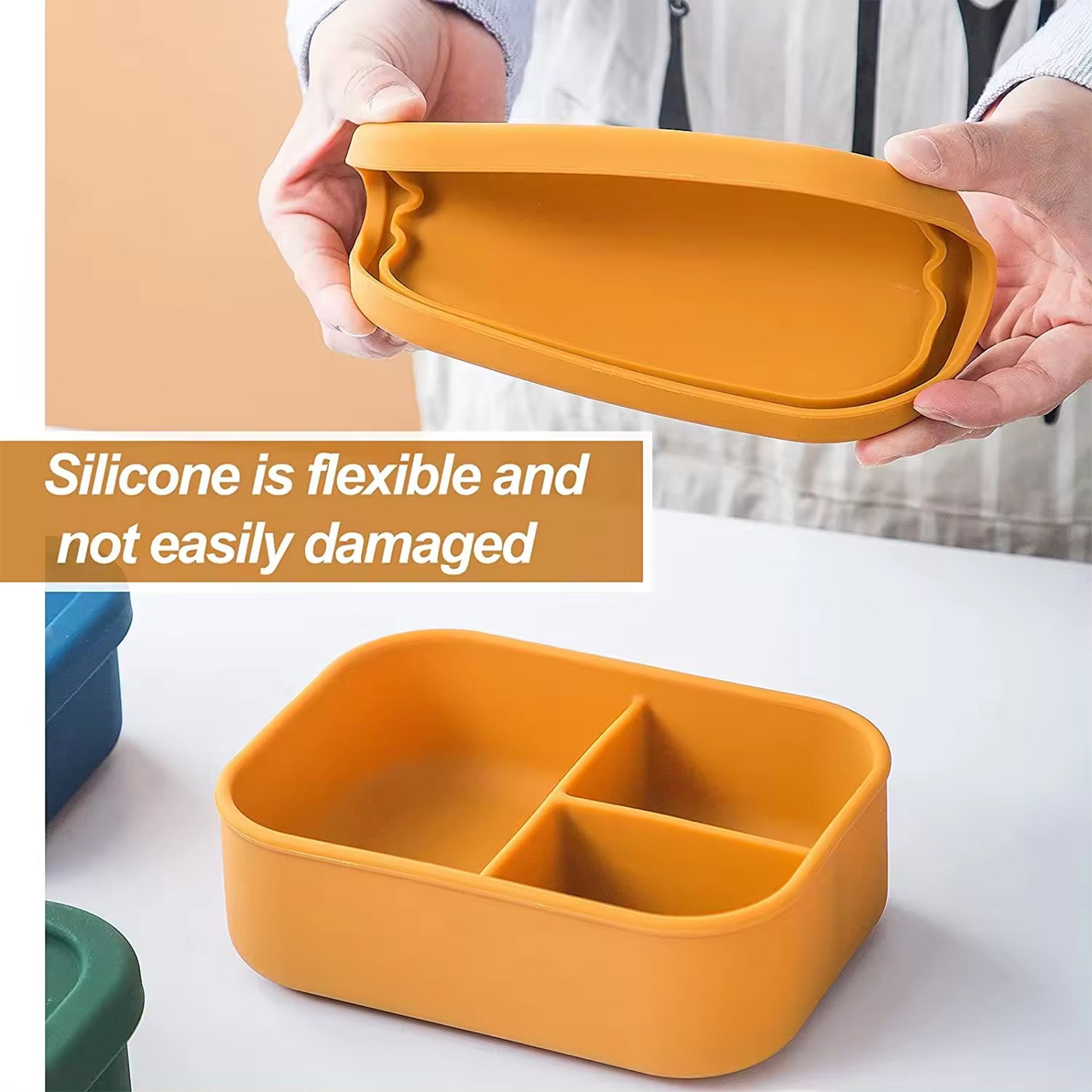 3-Compartment Silicone Lunch Box Lunch Container 4