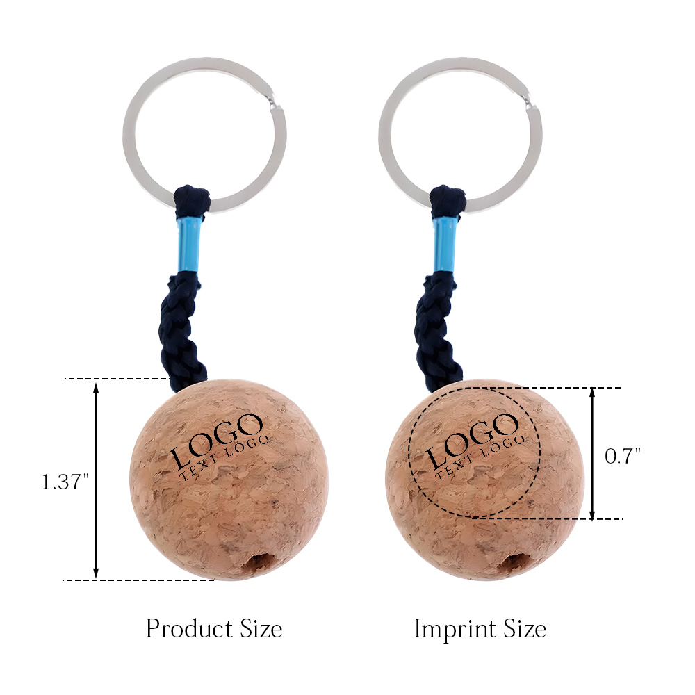 Floating Wood Cork Ball Keychain 3