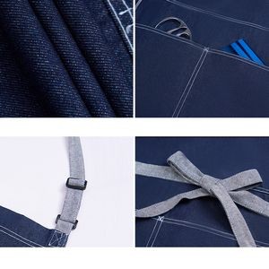 12Oz Cotton Denim Kitchen Aprons W/ Front Straps/3 Pockets 3