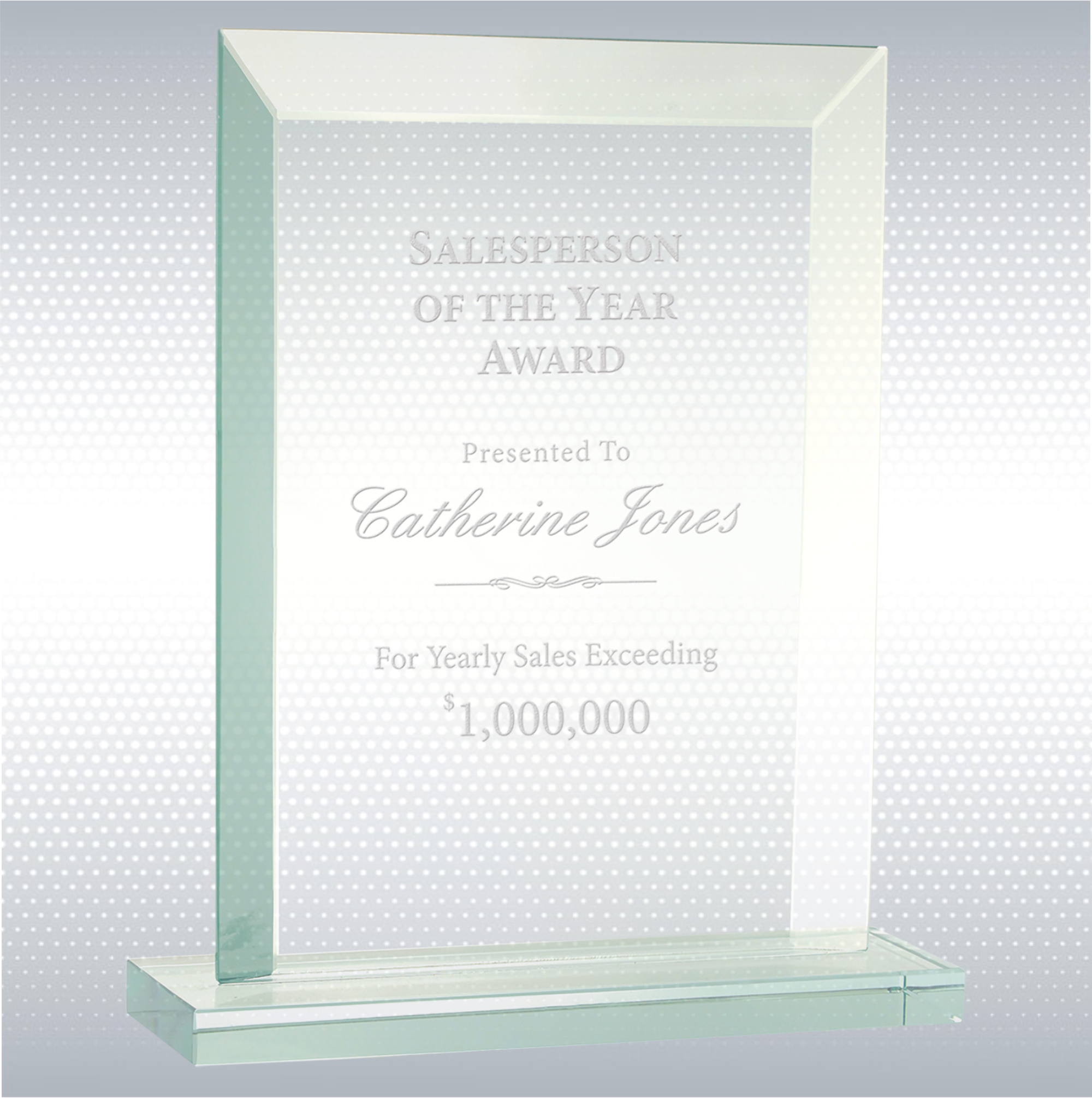 8 1/2" Rectangle Jade Glass Award 4