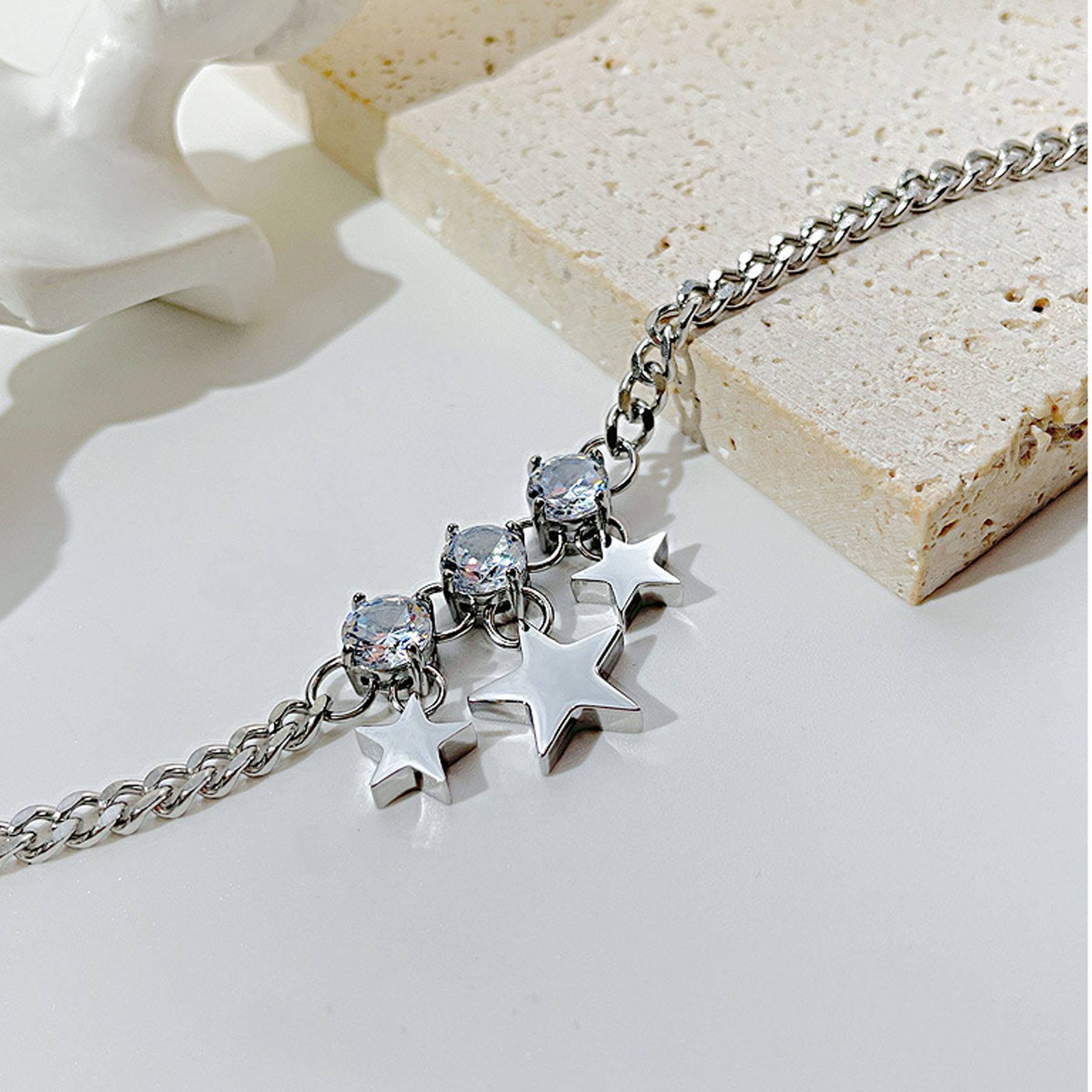 Five pointed star titanium steel bracelet 9