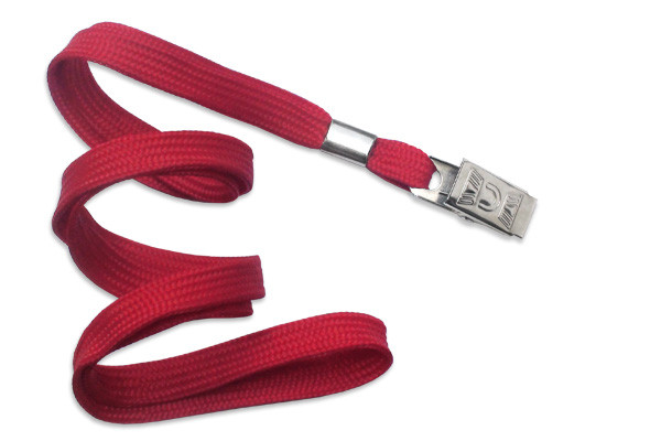 3/8" Blank Lanyard w/Bulldog Clip (Red) 2