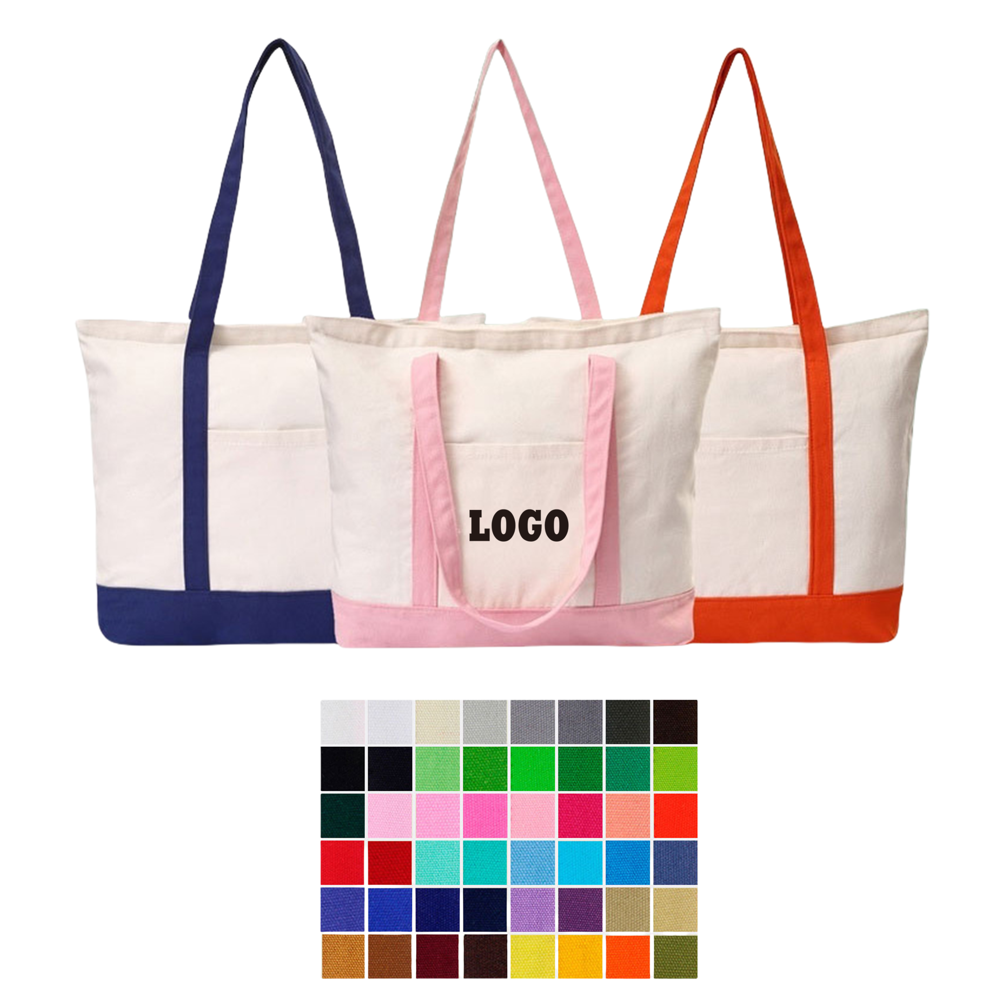 Canvas Tote Bag with Outer Pocket MOQ100, custom tote bag with logo imprint 2