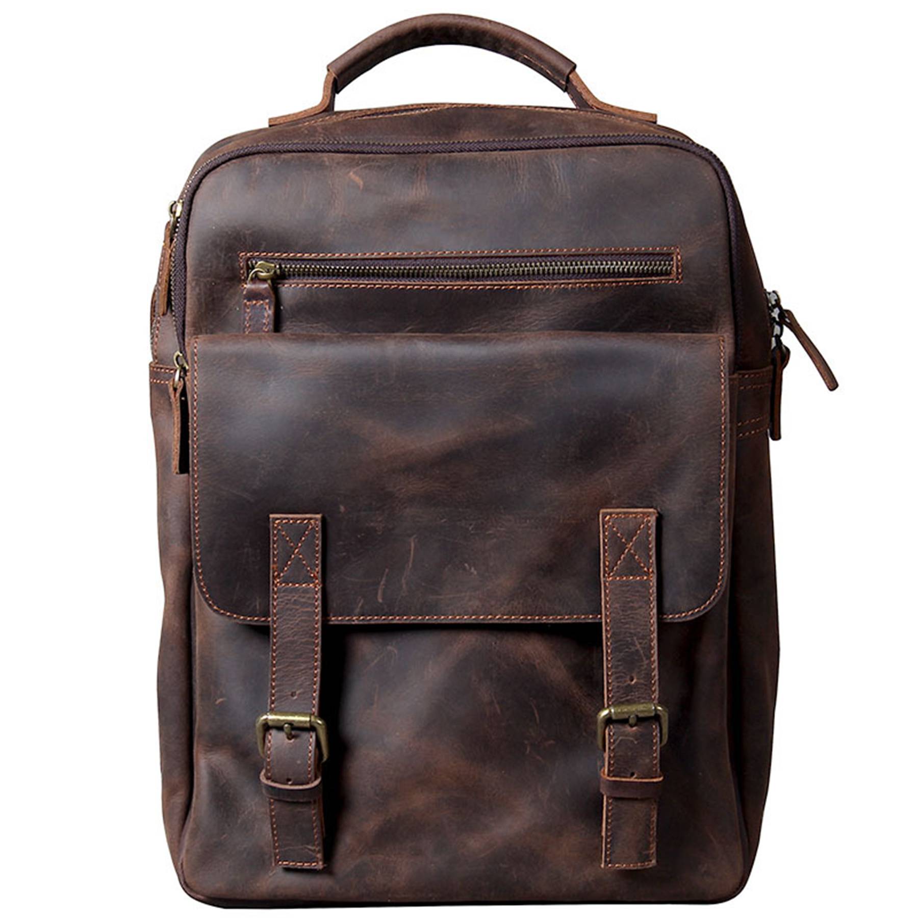 Vintage Genuine Leather Laptop Men Backpack 1