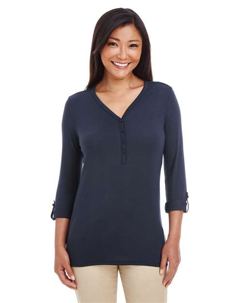Women's Perfect Fit™ Y-Placket Convertible Sleeve Knit Top - DP186W 39
