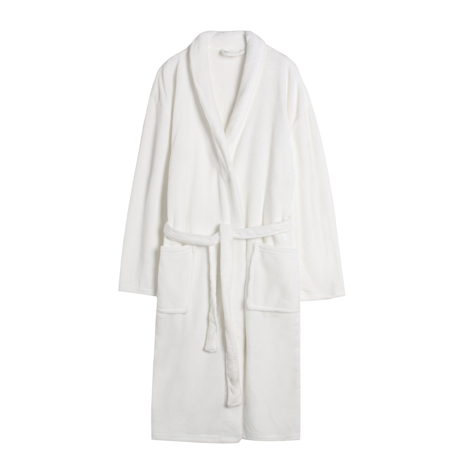 Solid-Color Flannel Kimono Bathrobe 6