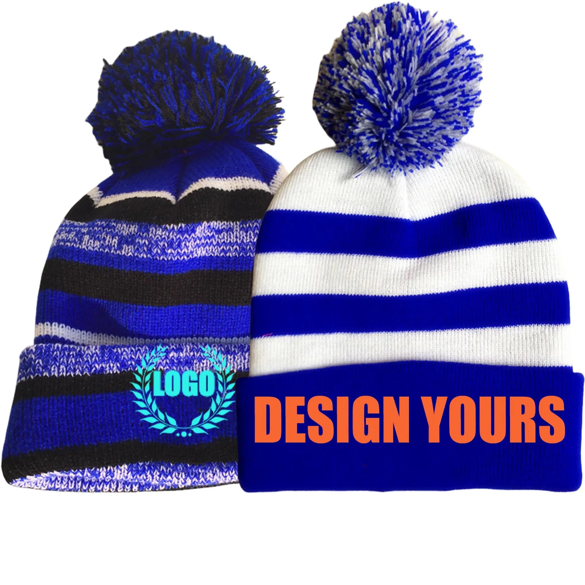 Unisex Seamless Skiing Beanie Hat Knitted Jacquard Pom 2