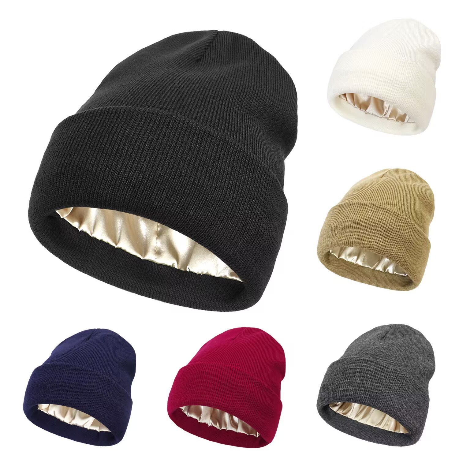 Winter Beanie Knitted Wool Hat Smooth Inside To Prevent Hair Dryness 1