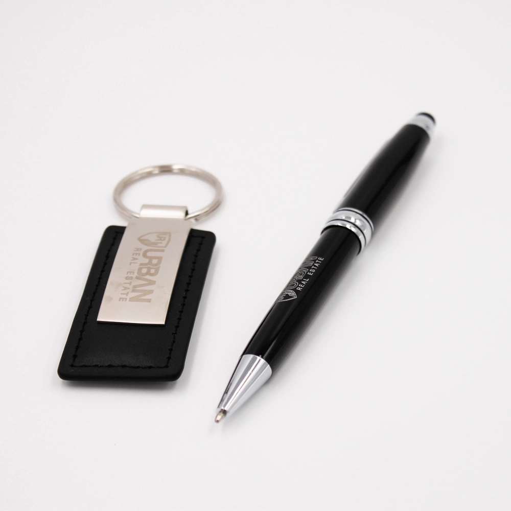 METAL PEN AND LEATHERETTE KEY TAG GIFT SET 3