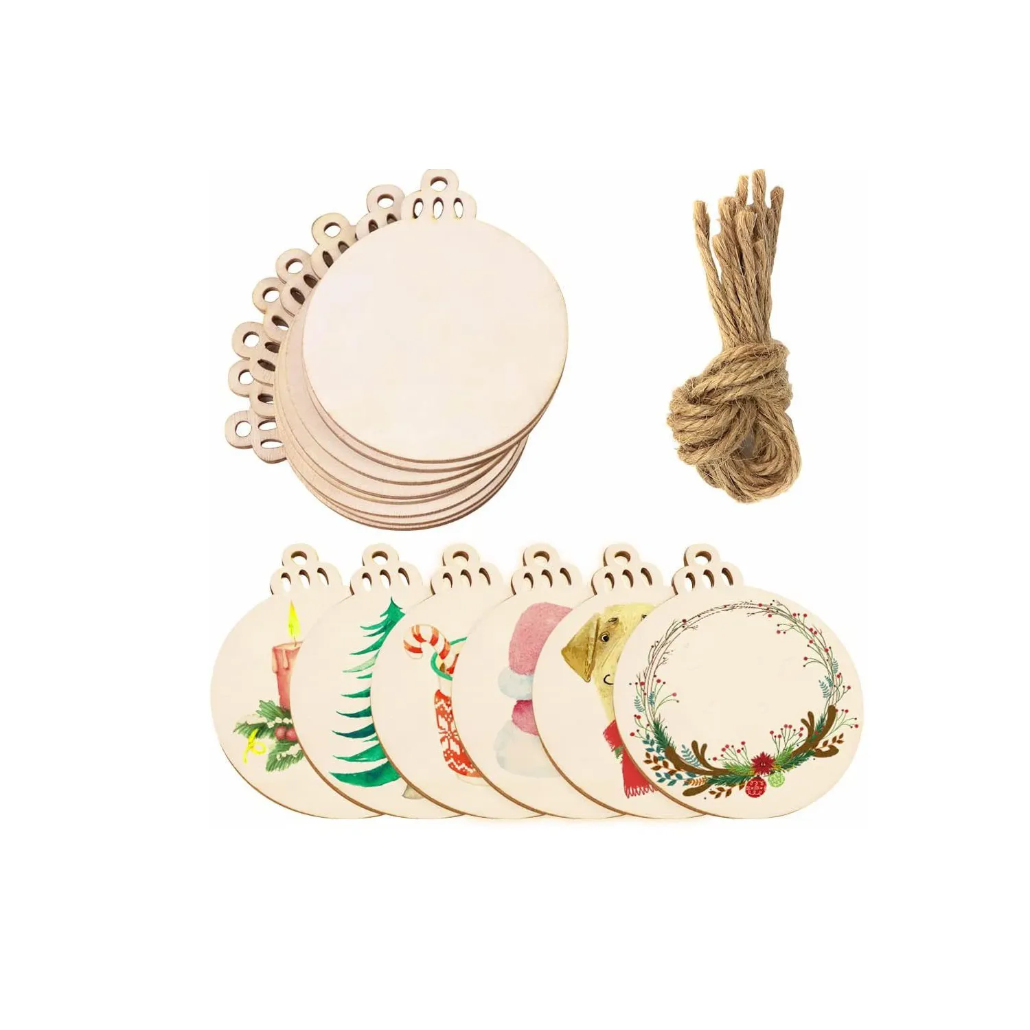 Wooden Christmas Ornaments Slices Circles 5