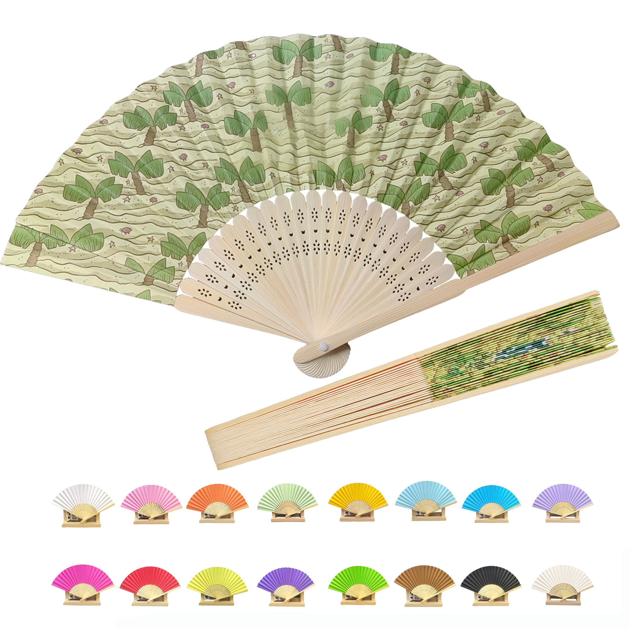 8.3 " Collapsible Bamboo Paper Fan with Full color printing 8