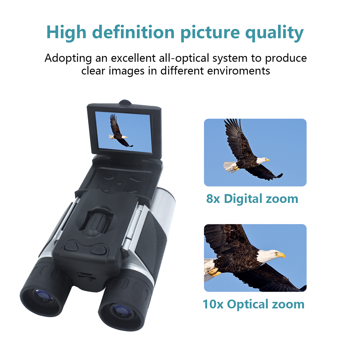 Digital Binoculars with Telescope Camera, LCD Display and 2.5K Camcorder 9