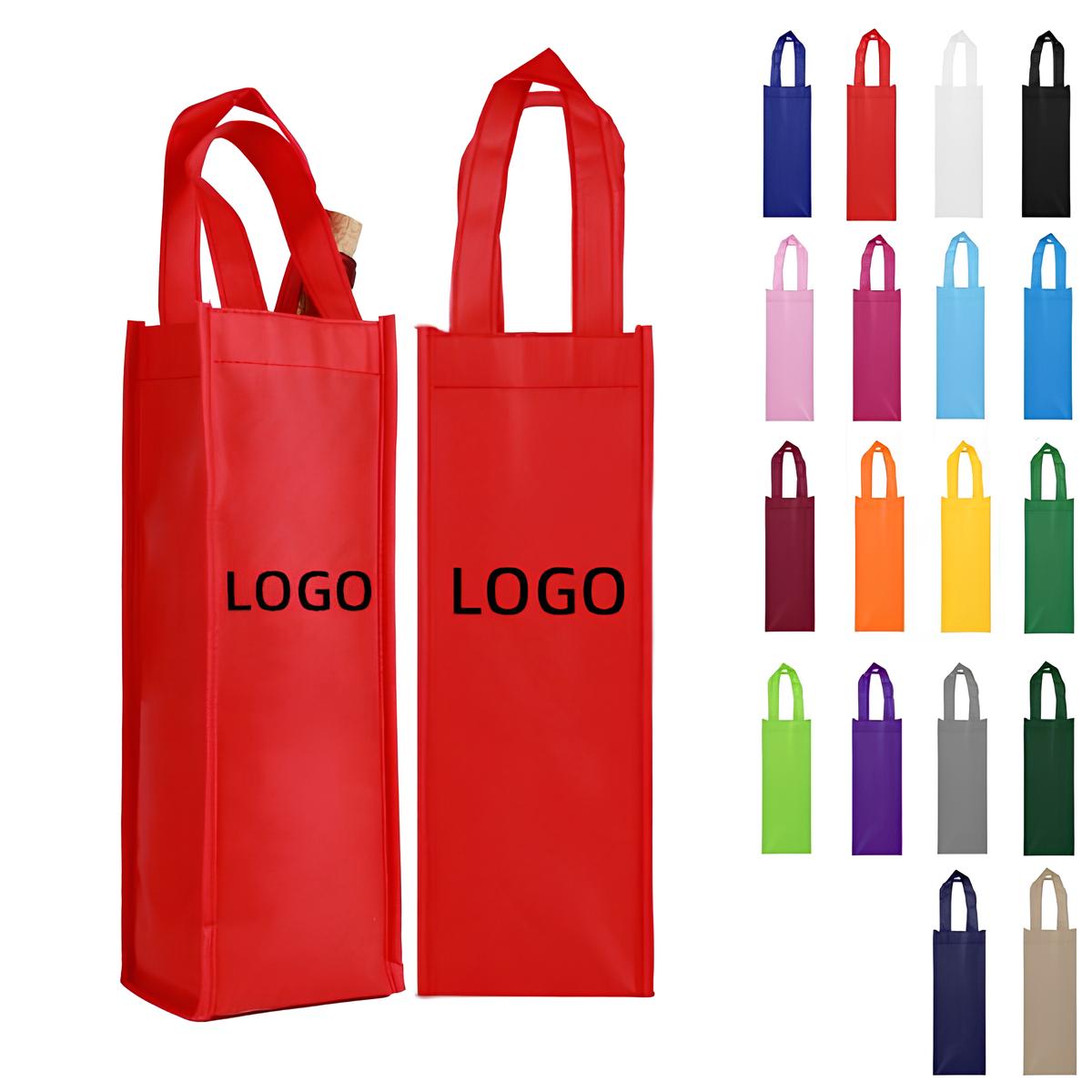 Non-Woven Single Bottle Wine Tote Bag 1