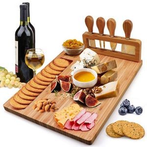 Cheese Plate With Cutter Set Bamboo Cutting Board 2