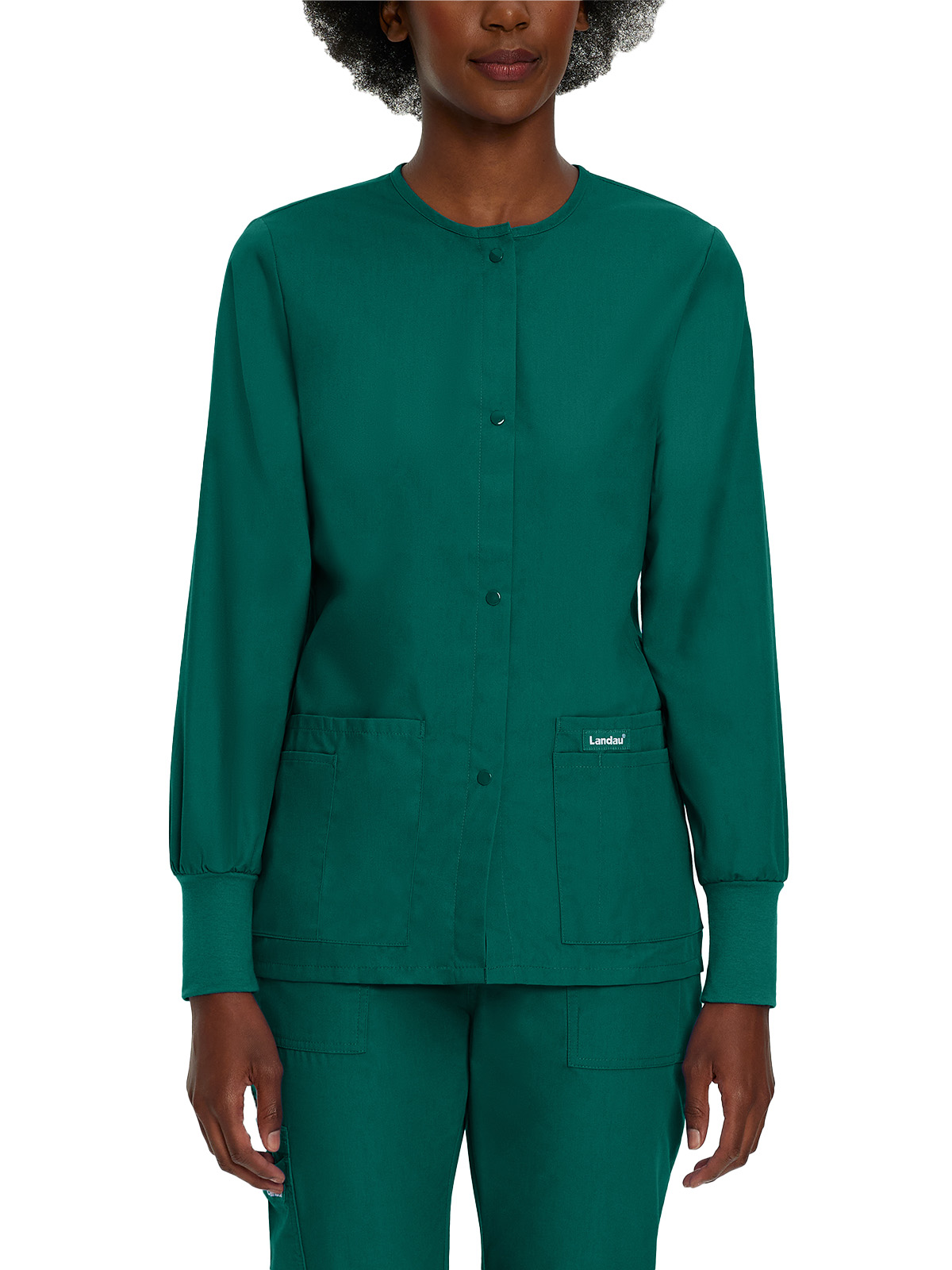 Landau - Essentials - Women's Four-Pocket Crew Neck Warm-Up Jacket 40