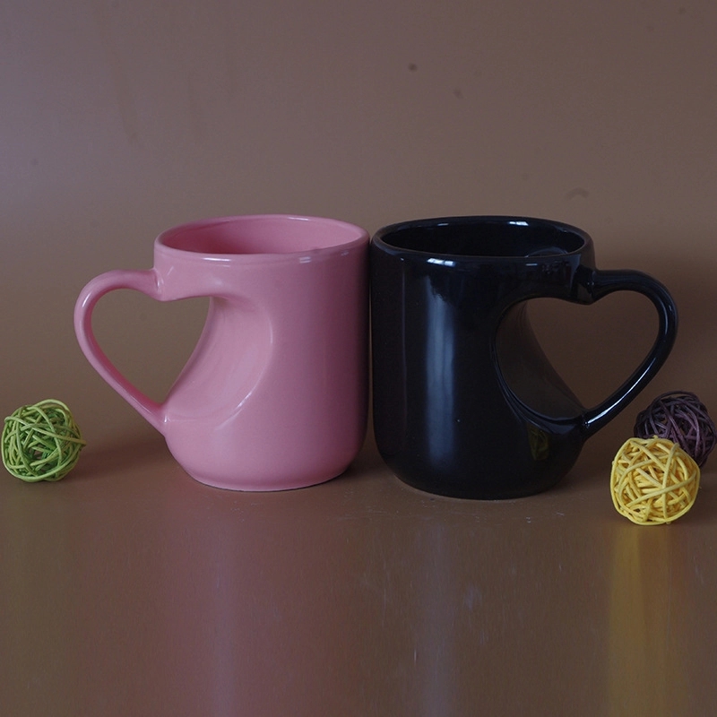 11 oz Coffee Mugs with Heart Shape Handle 2