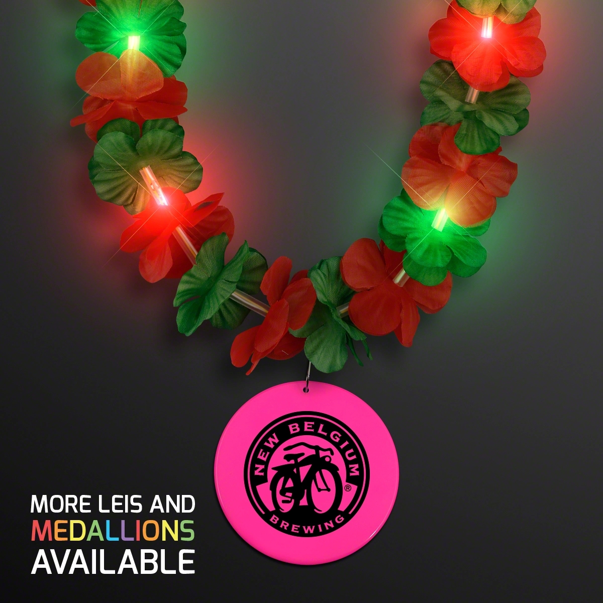 LED Christmas Hawaiian Lei Party Necklace with Medallion 3