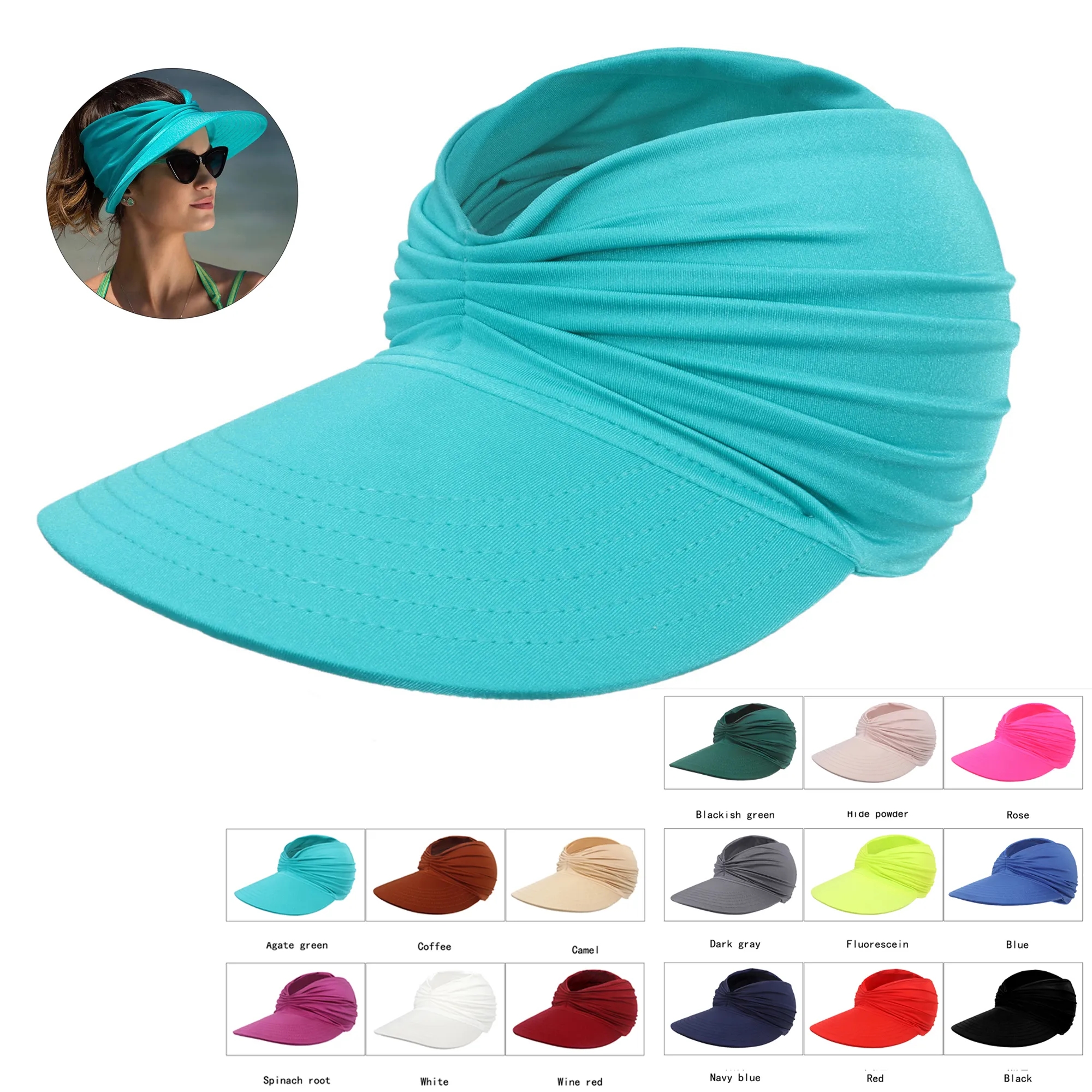 Womens Sun Visor Wide Brim Beach Hats 2
