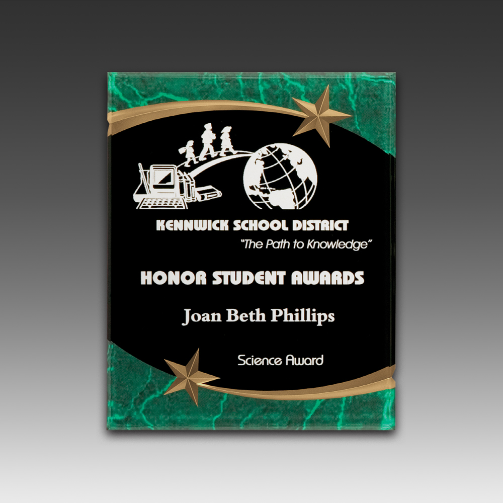 Original Carved Star Plaque w/Marble Graphic (7"x9"x3/8") 1