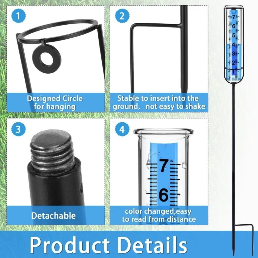 Durable Metal Rain Gauge for Garden Lawn with Bold Scale Easy Read Rainfall Measurement 5