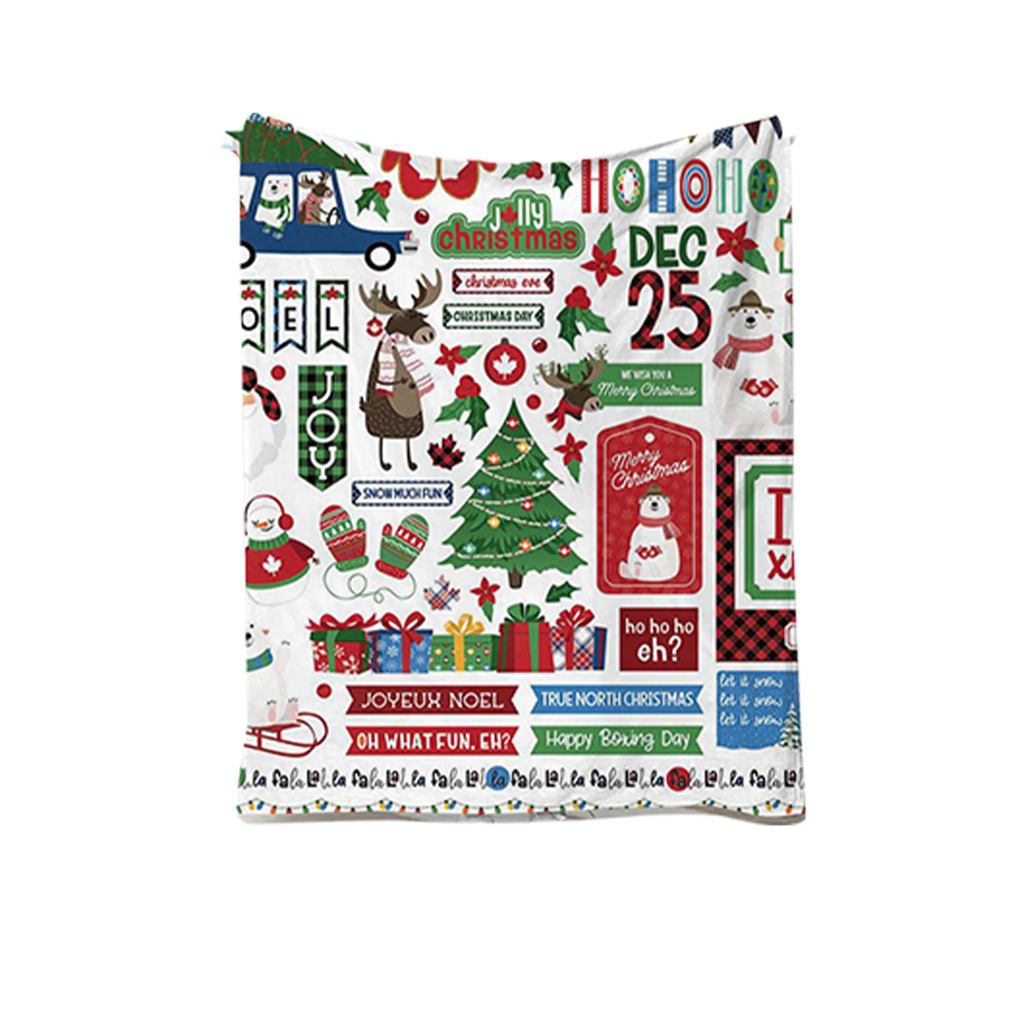 Customizable Pattern Christmas Cartoon Flannel Blanket (78.7 16