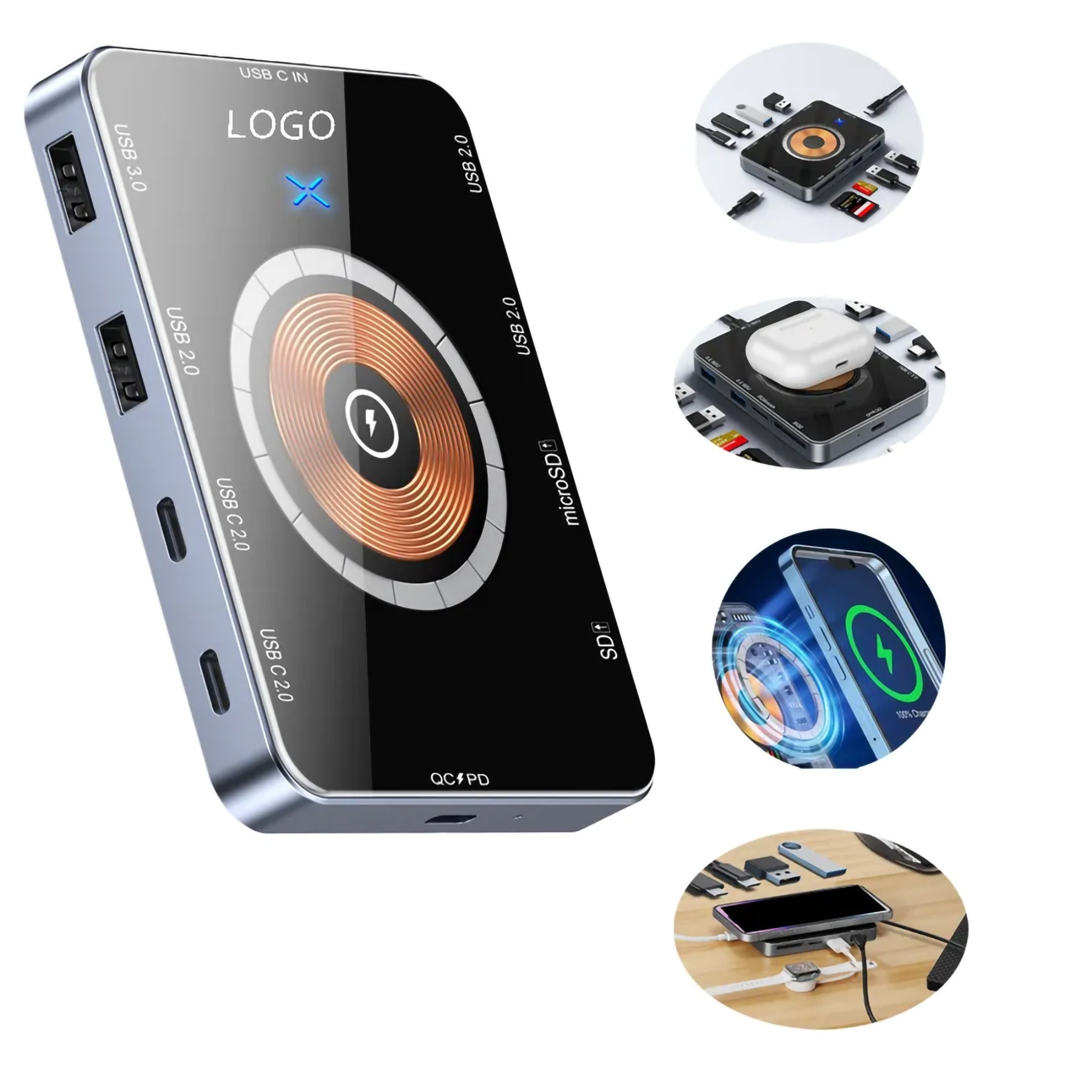 10 In 1 Usb Docking Station with Wireless Charger