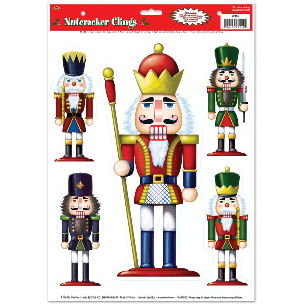 Nutcracker Clings - 5 Stickers Removable 2