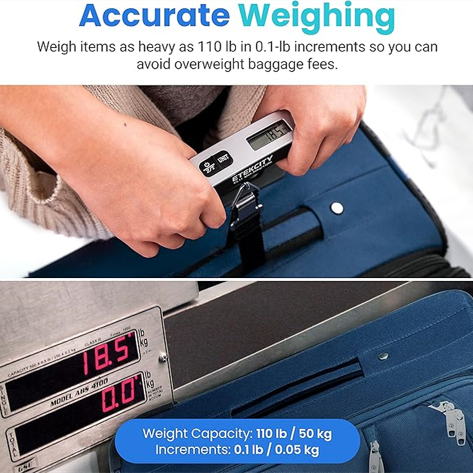 Portable Handheld Luggage Scale With Temperature Sensor 2