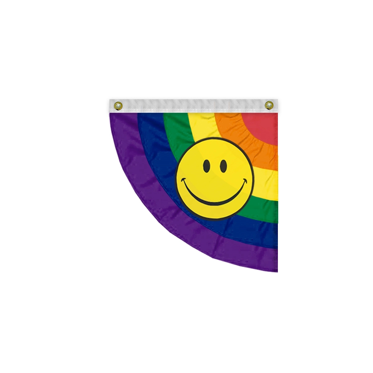 3'x3' Rainbow with smiley face Pride Pleated Half Fan- Left 2