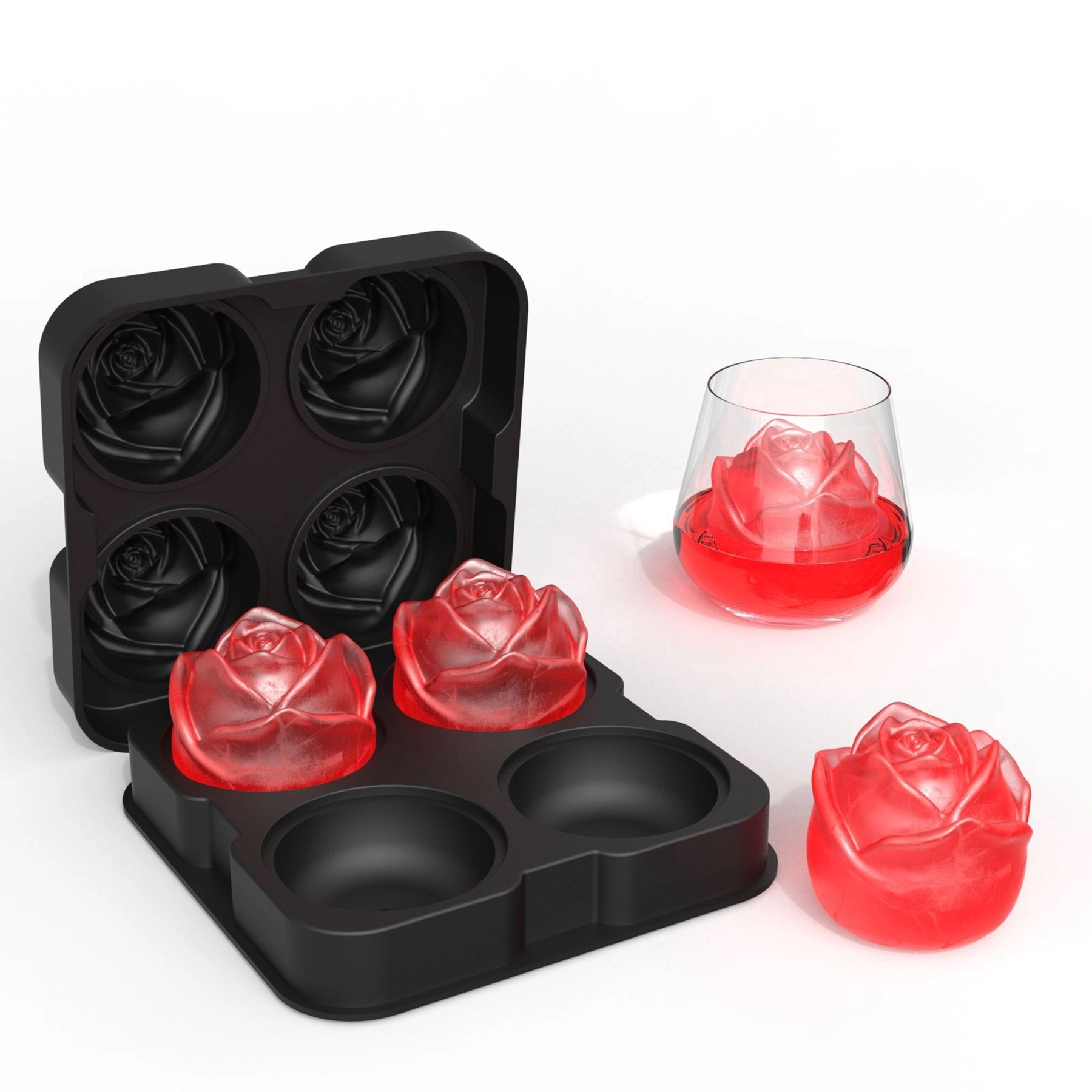 Square Silicone Rose Shaped Ice Mold Tray 2