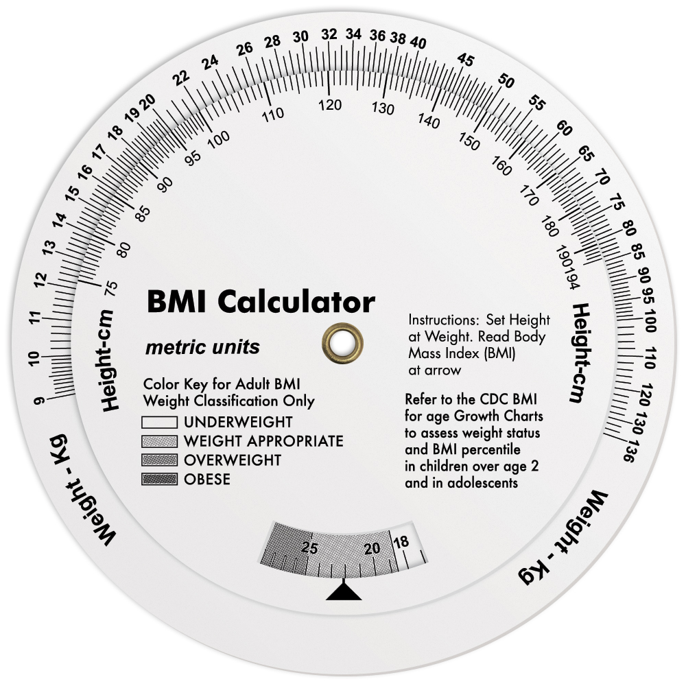 3 Wheel Body Mass Index Calculator (20-300 lb/9-136 kg), Spot Colours 3