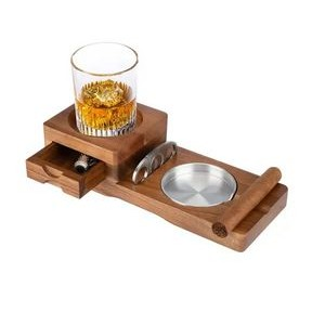 Cigar Ashtray Coaster With Whiskey Glass Tray 1