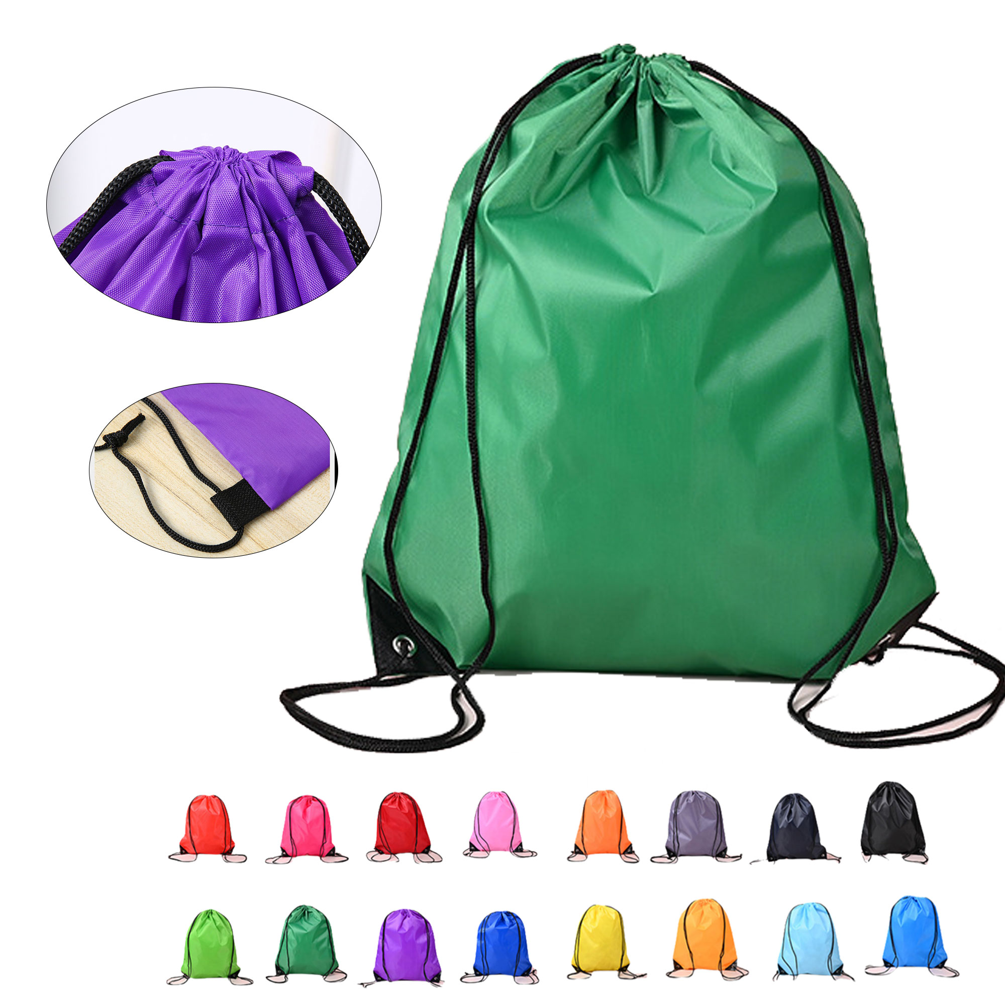 210D Polyester Drawstring Pocket Backpack 2